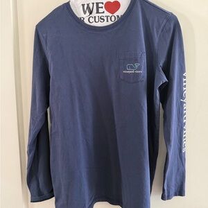 Vineyard Vines Youth XL Long Sleeve Pocket Tee Navy Whale Preppy Kids